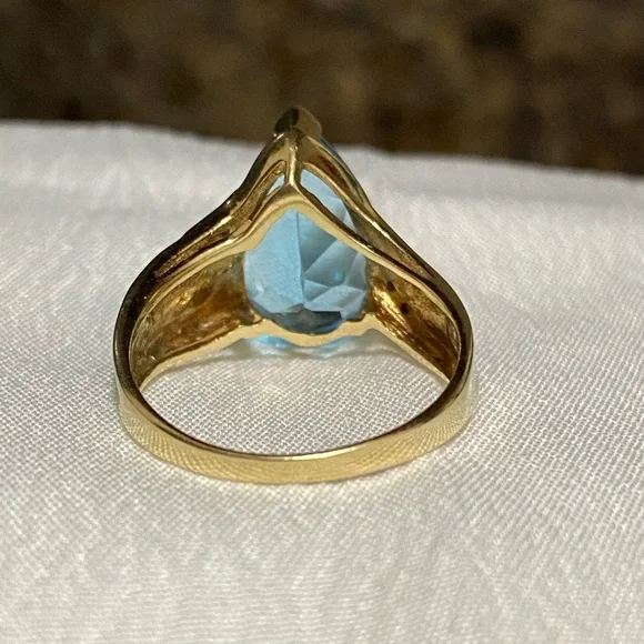 💍VNTG Samuel Aaron Blue Topaz Diamond Gold 10K THL-Size 7.25 Price is FIRM - Picture 12 of 17